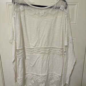 Free People Sheer White Lace Top